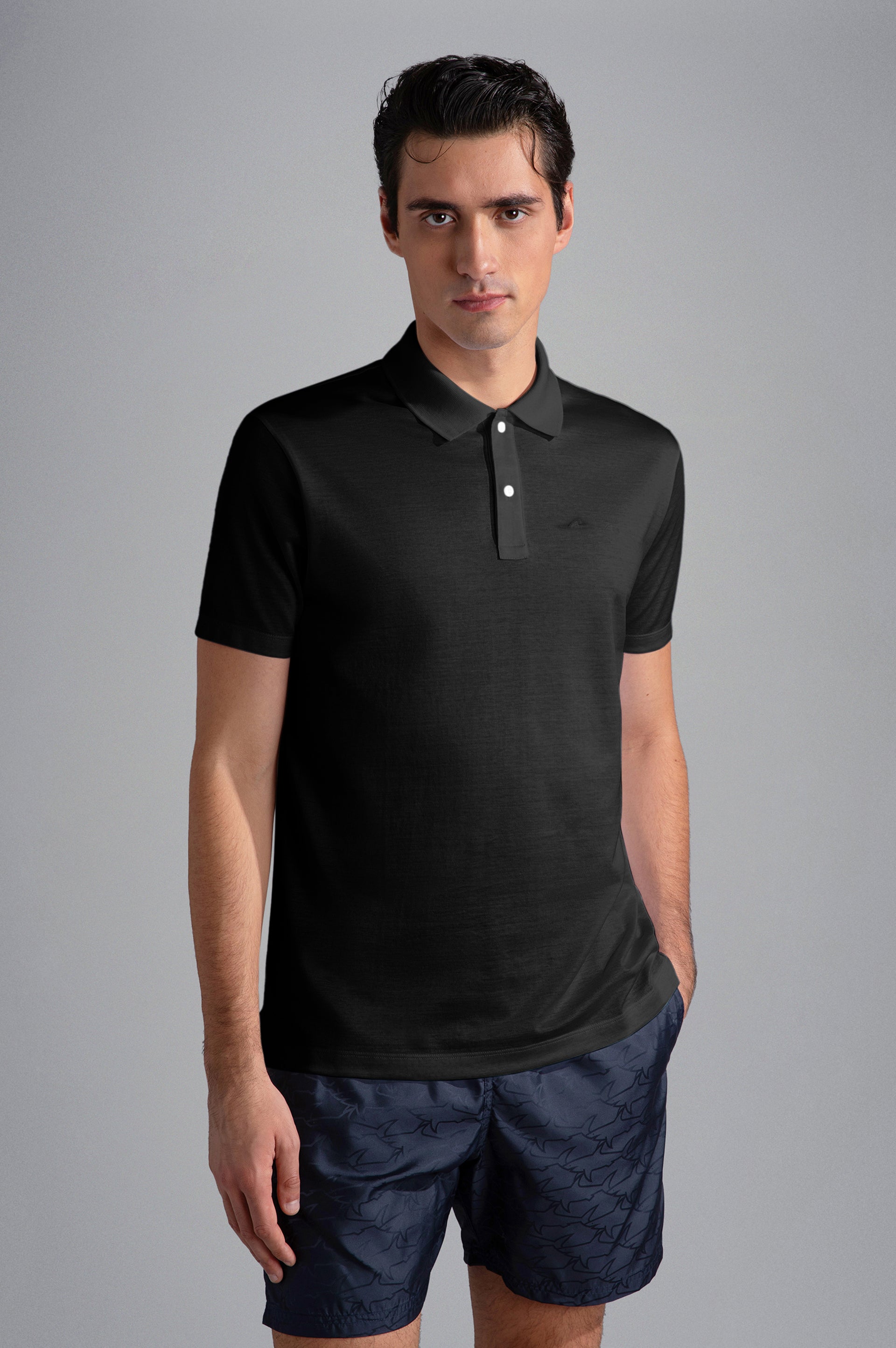 Polo nera in cotone Paul&Shark
