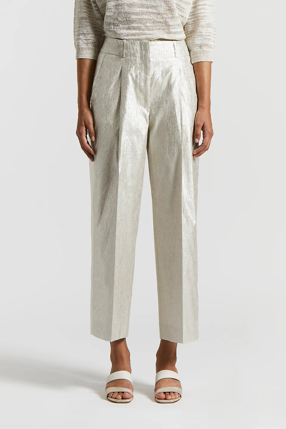 Pantalone lino effetto metallico Peserico