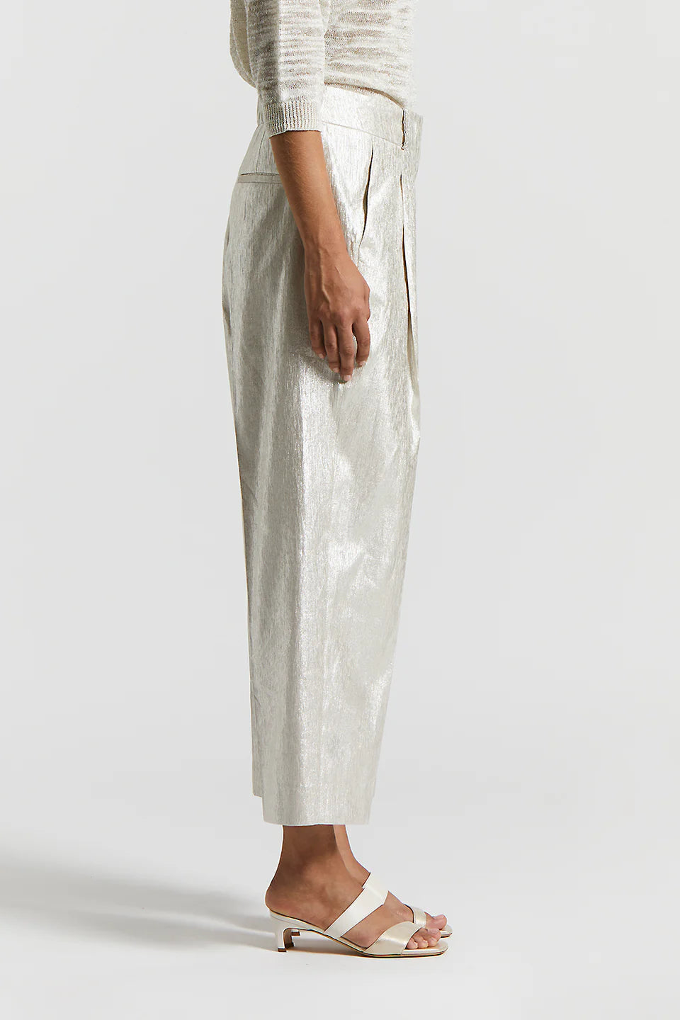 Pantalone lino effetto metallico Peserico