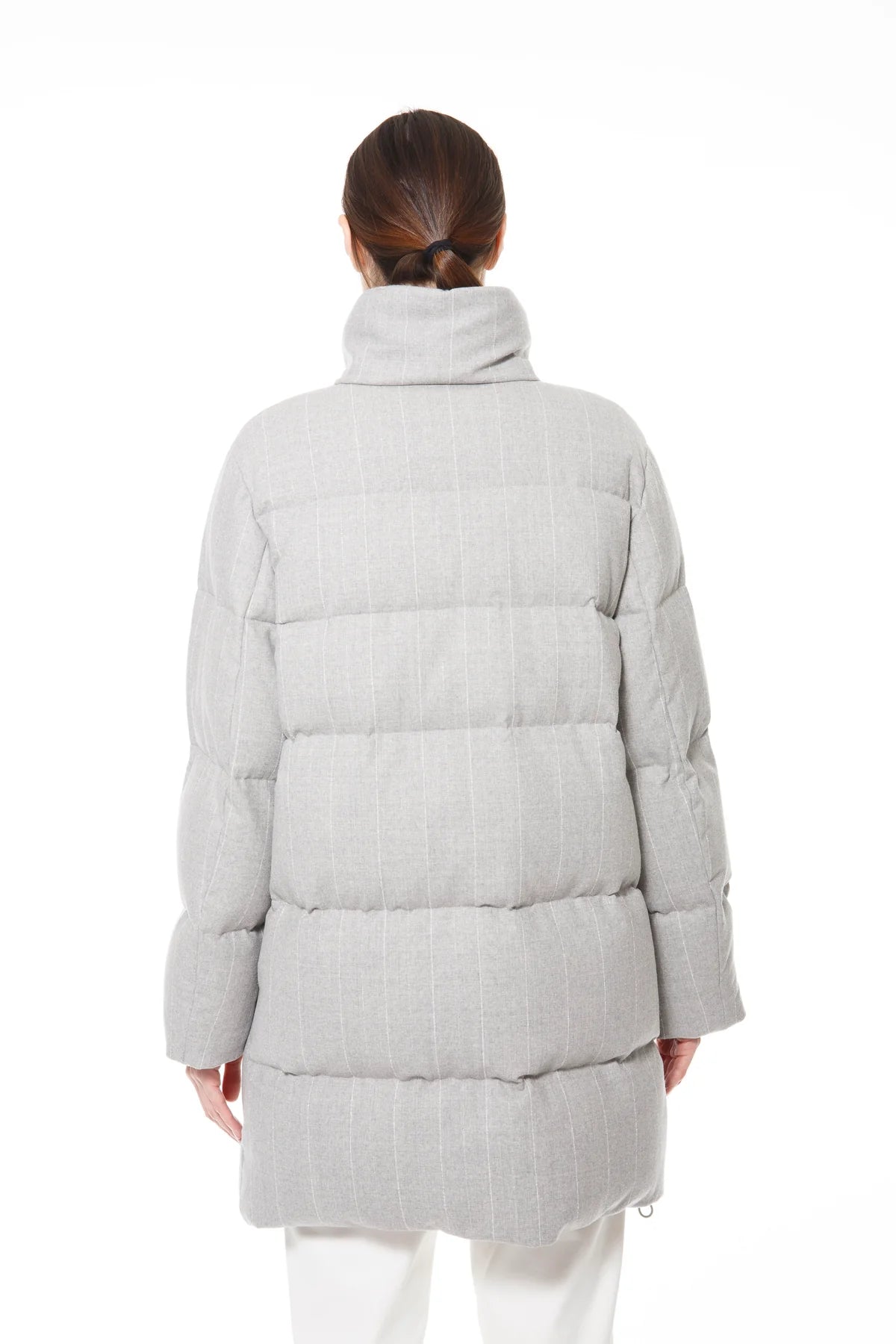 Piumino in flanella gessata e piuma Eleventy