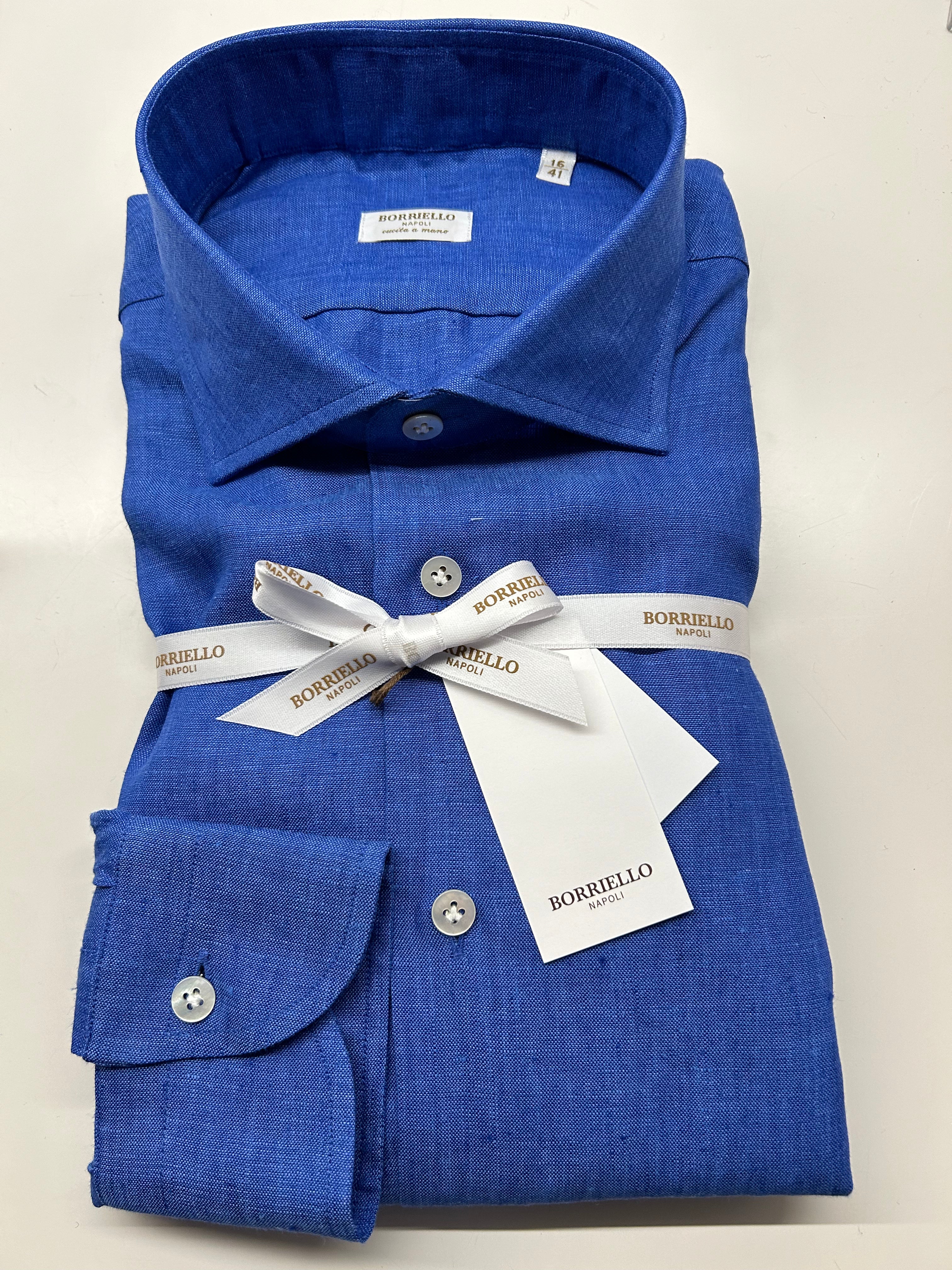 Camicia lino colore royale Borriello