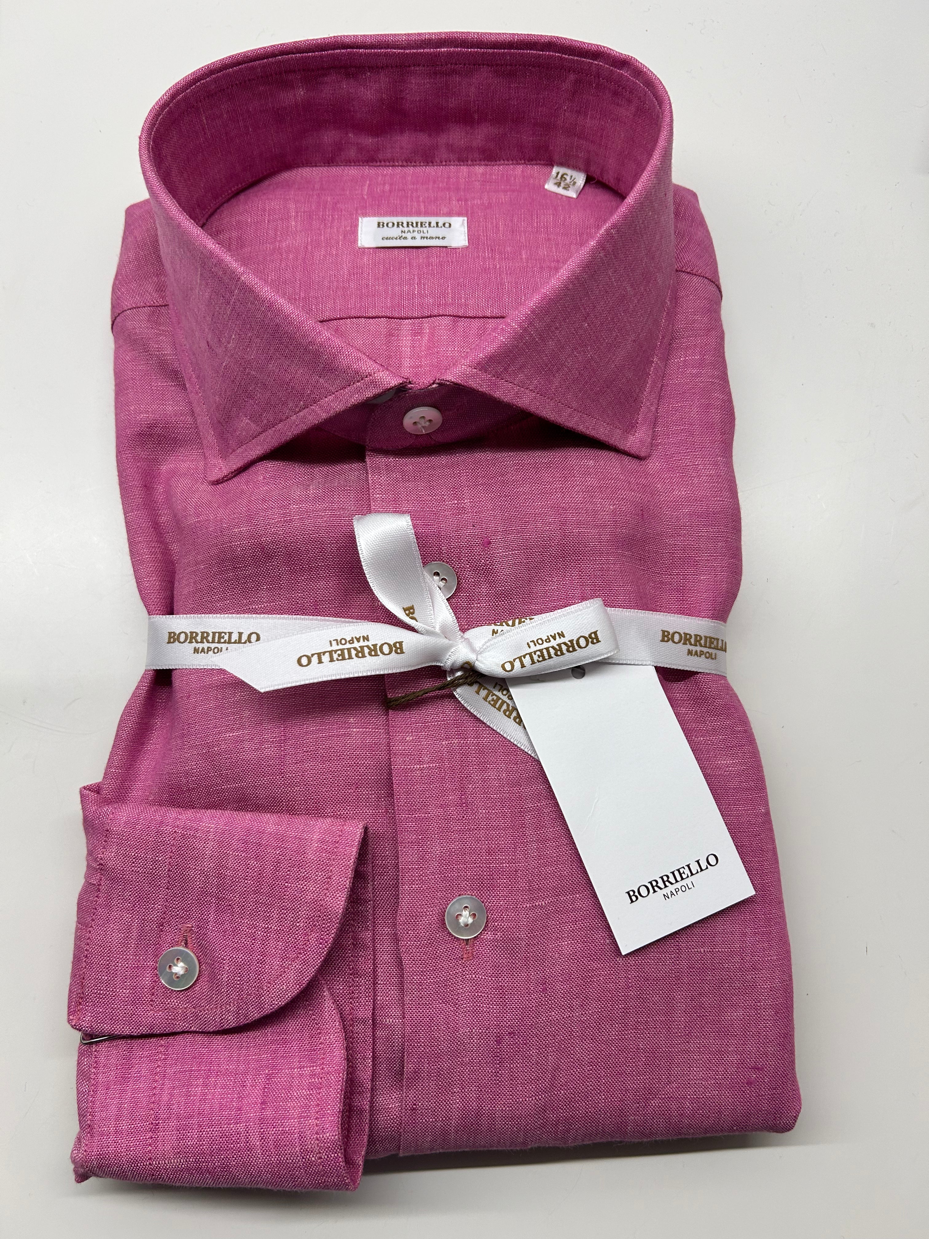 Camicia lino color fragola Borriello