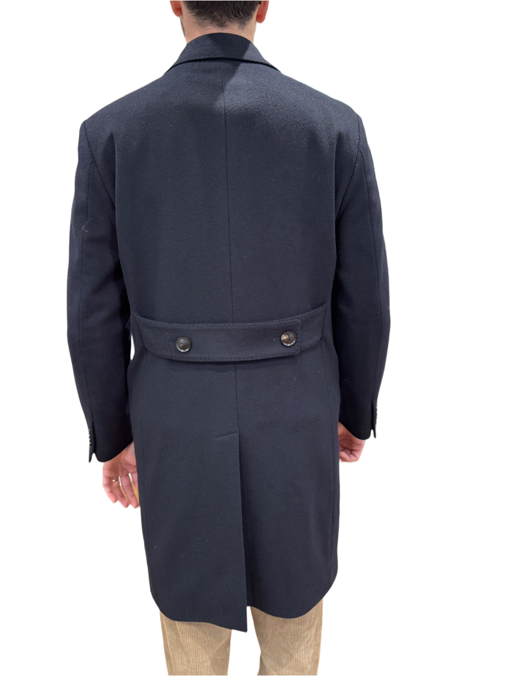 Cappotto blu con martingala Gabiati