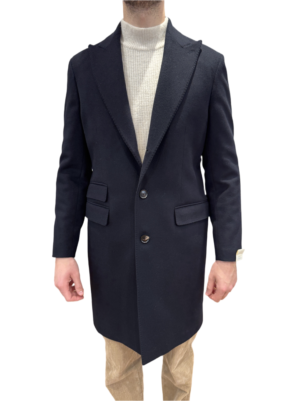 Cappotto blu con martingala Gabiati