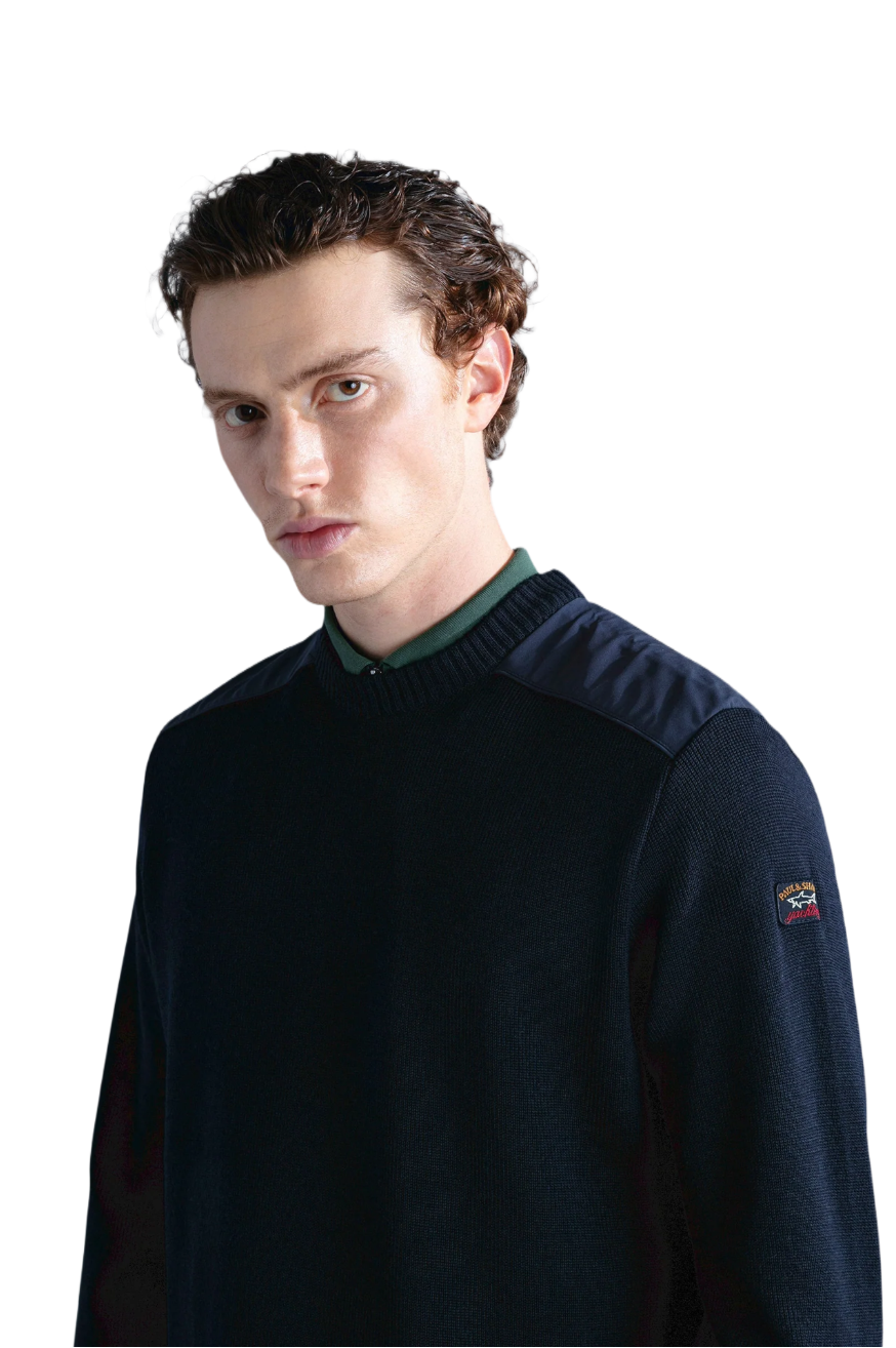 Maglia con dettagli sulle spalle blu Paul&Shark