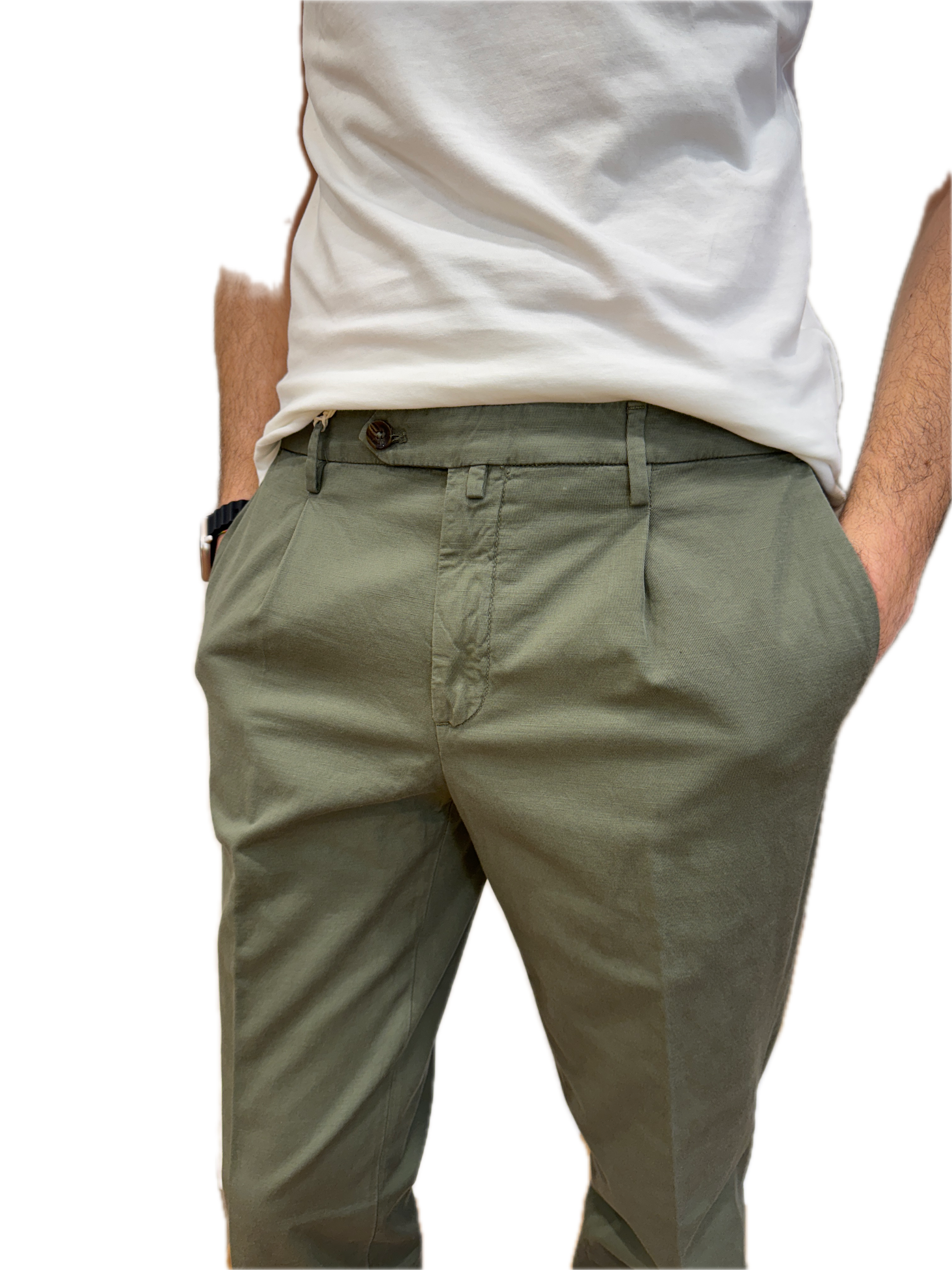 Pantalone Briglia cotone e lino verde
