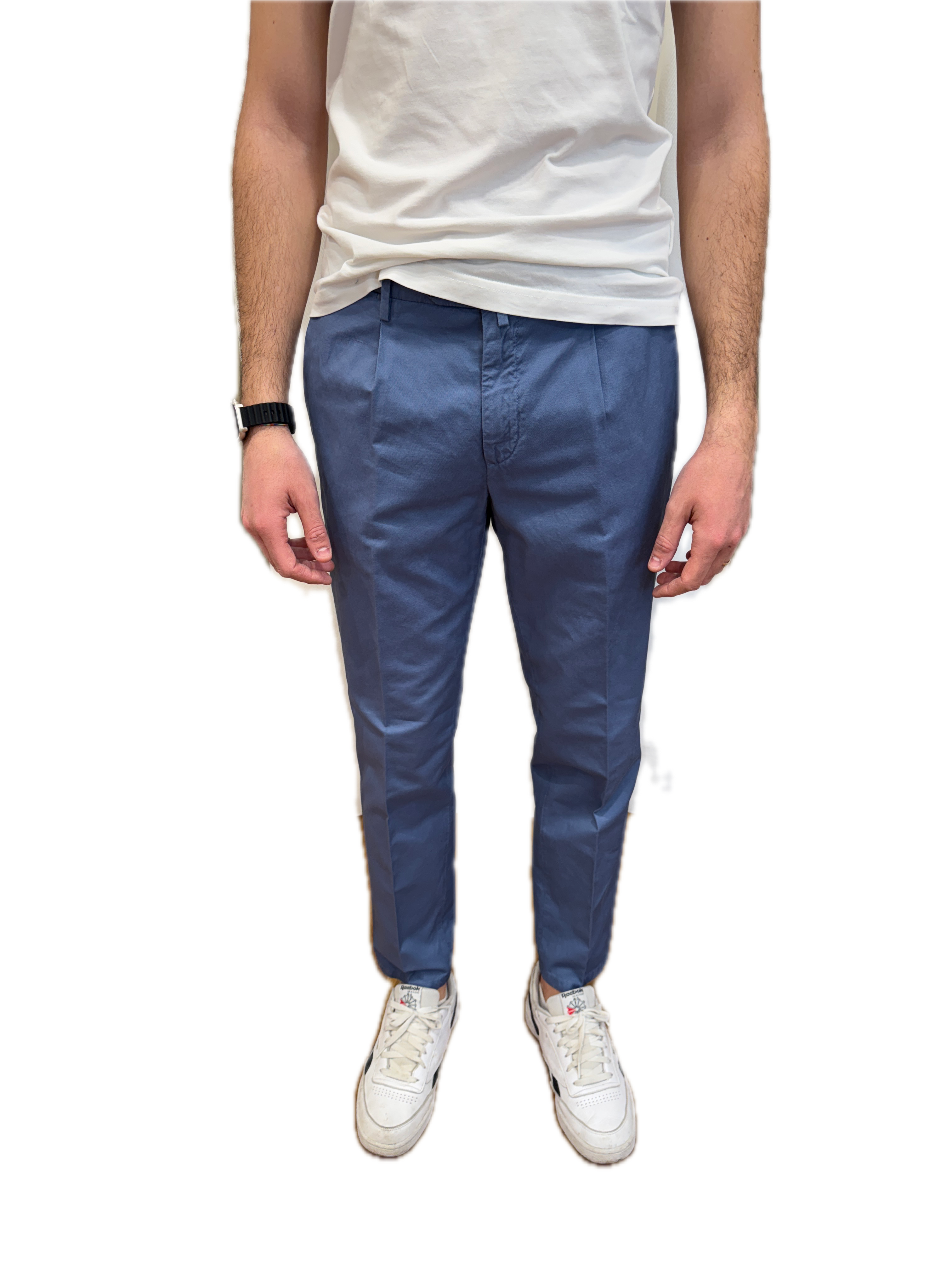 Pantalone Briglia cotone e lino azzurro