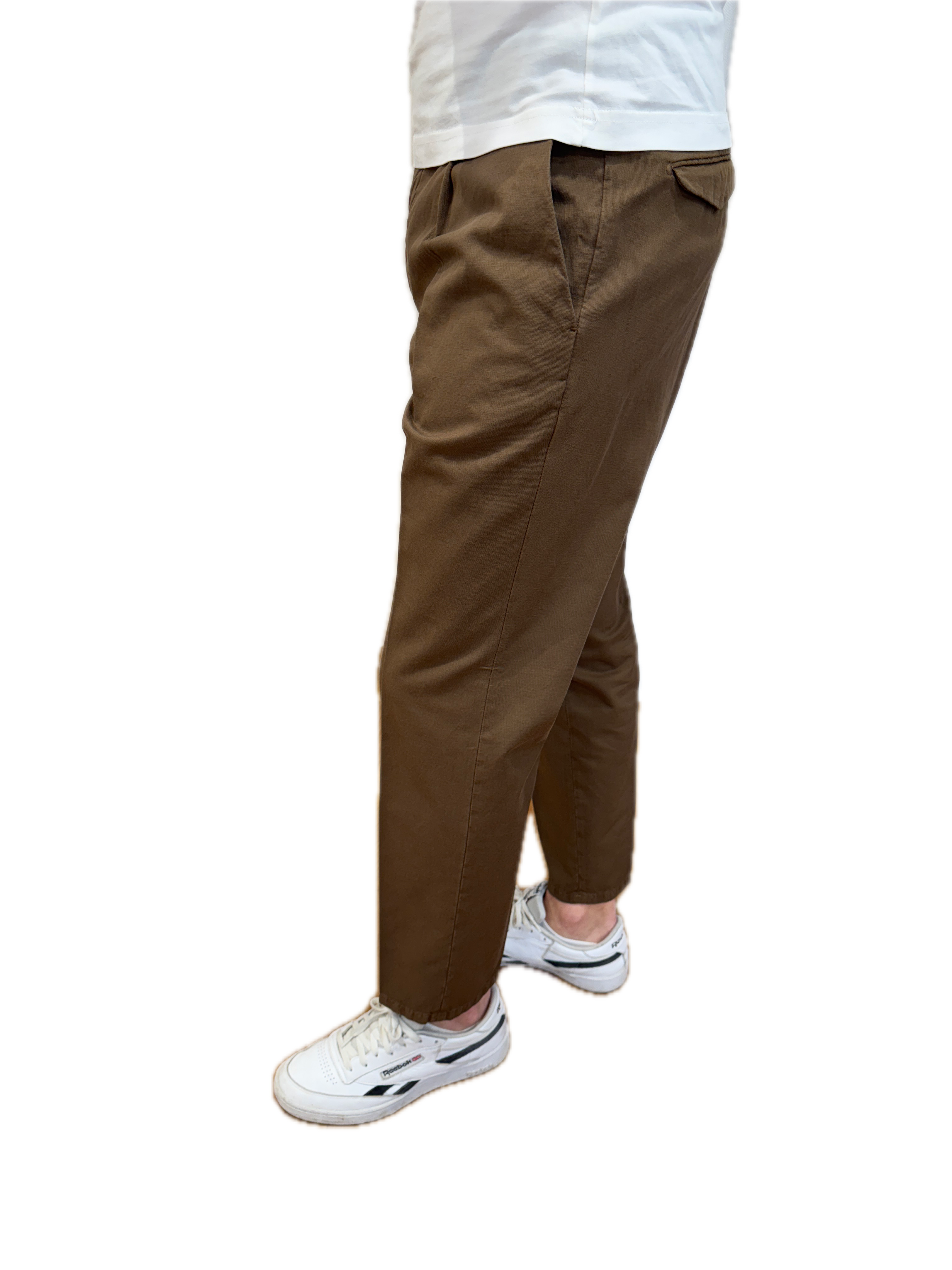 Pantalone Briglia cotone e lino tabacco