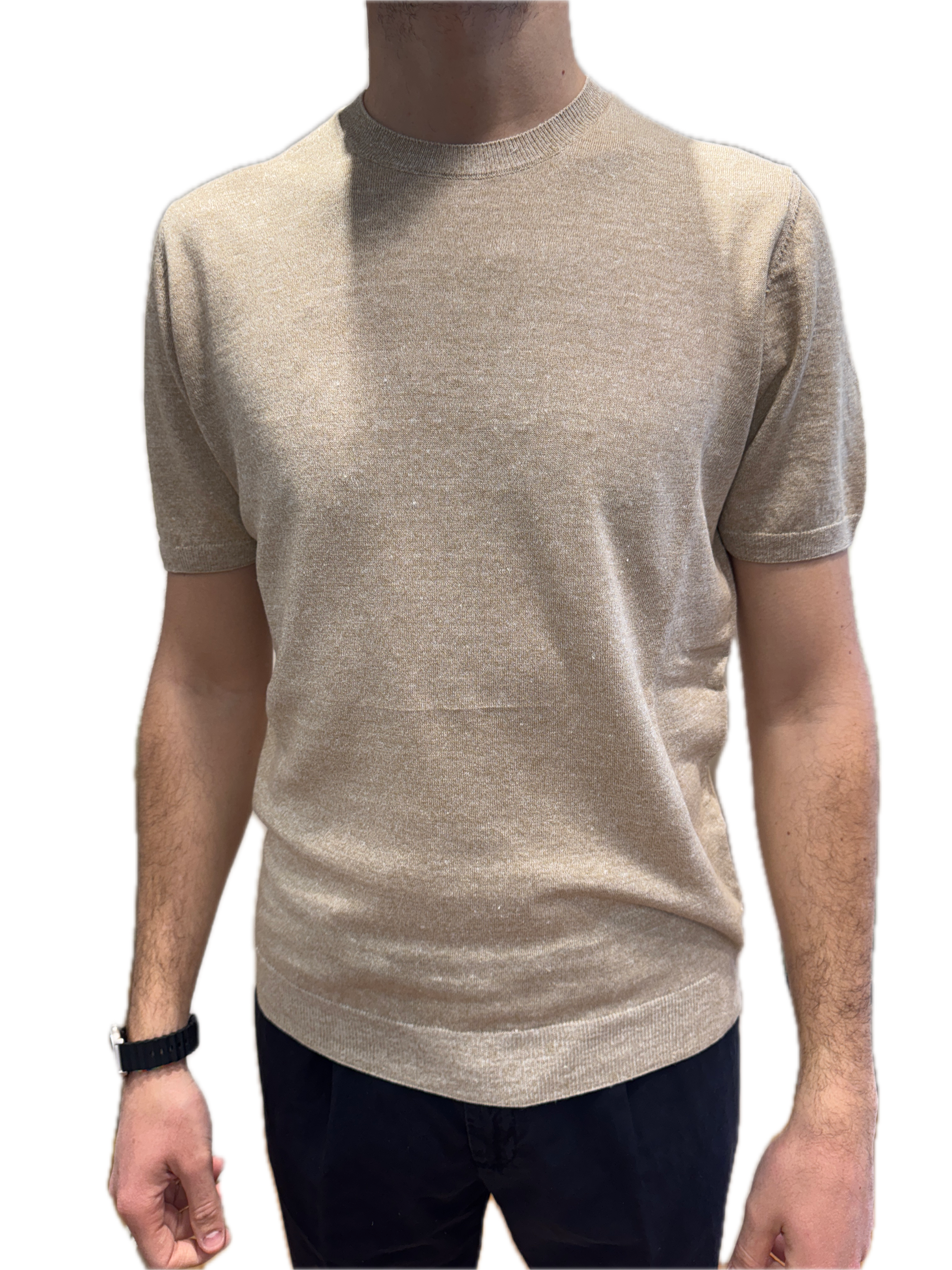 T-shirt lino sabbia Francesco Paci