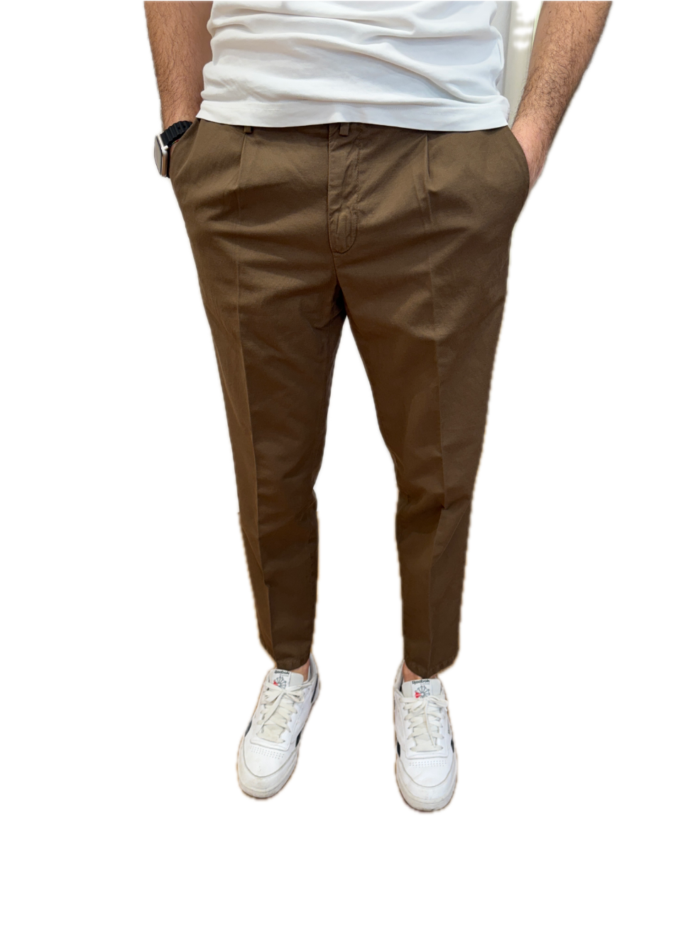 Pantalone Briglia cotone e lino tabacco