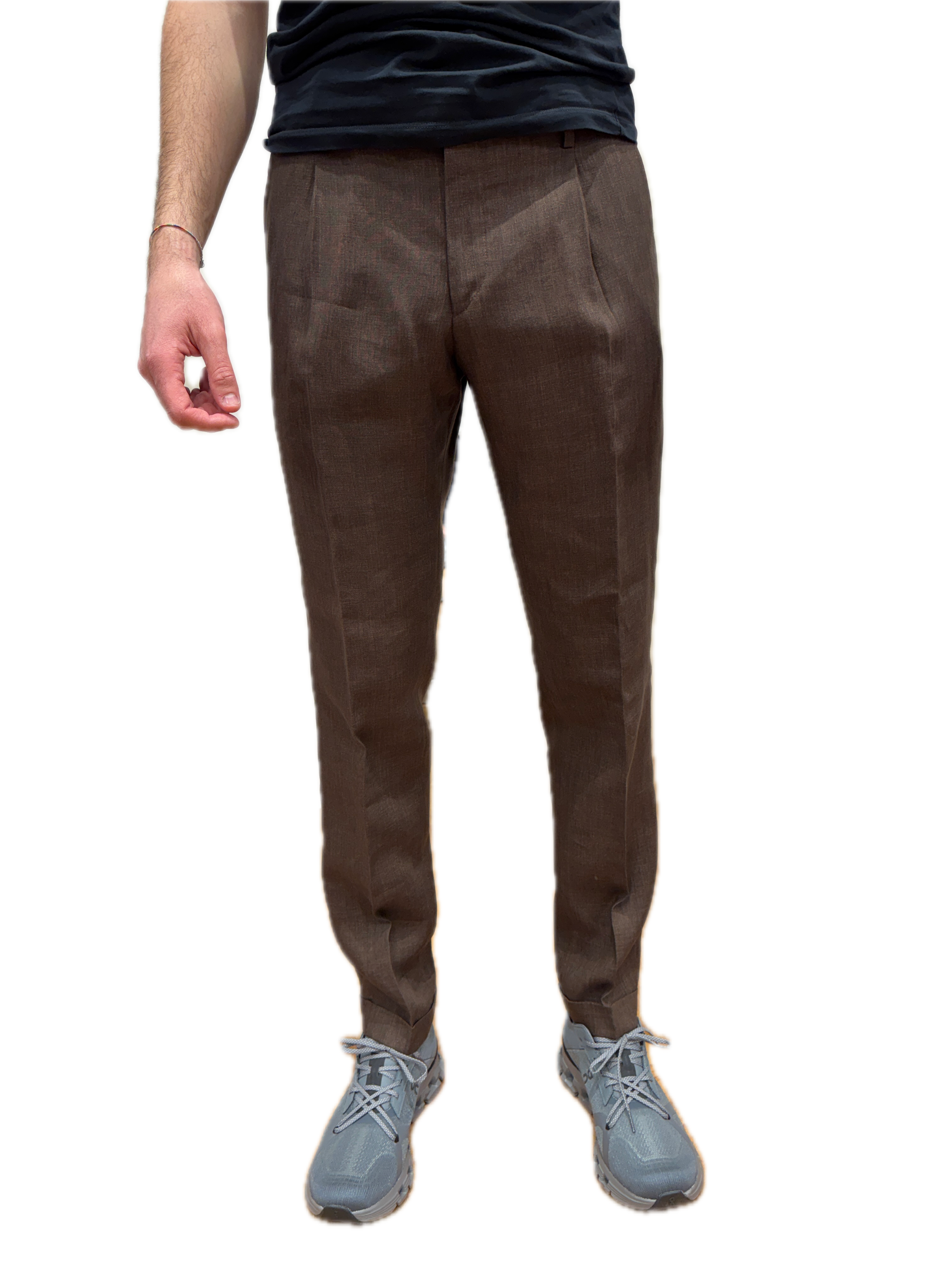 Pantalone Briglia in lino marrone