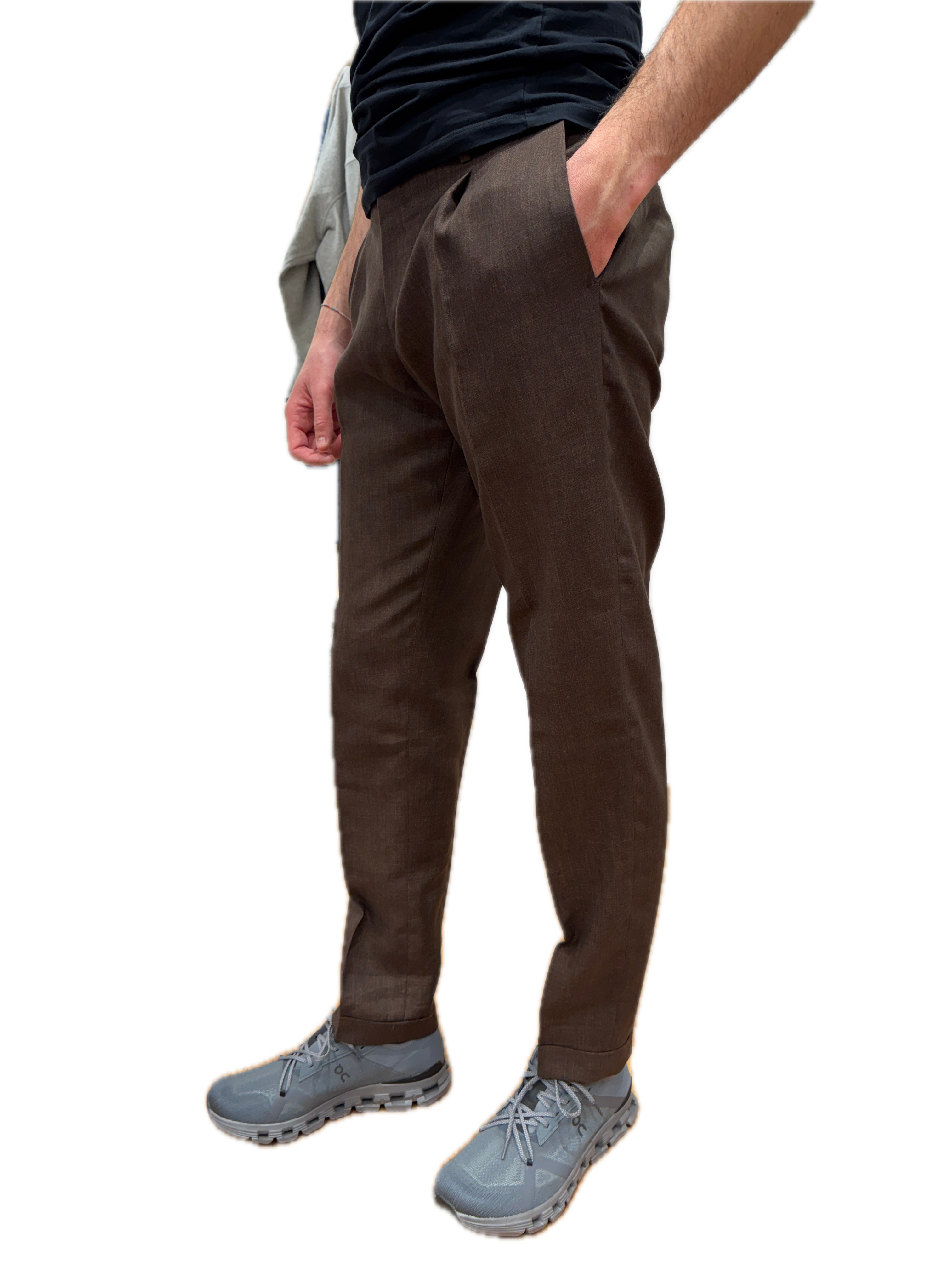 Pantalone Briglia in lino marrone