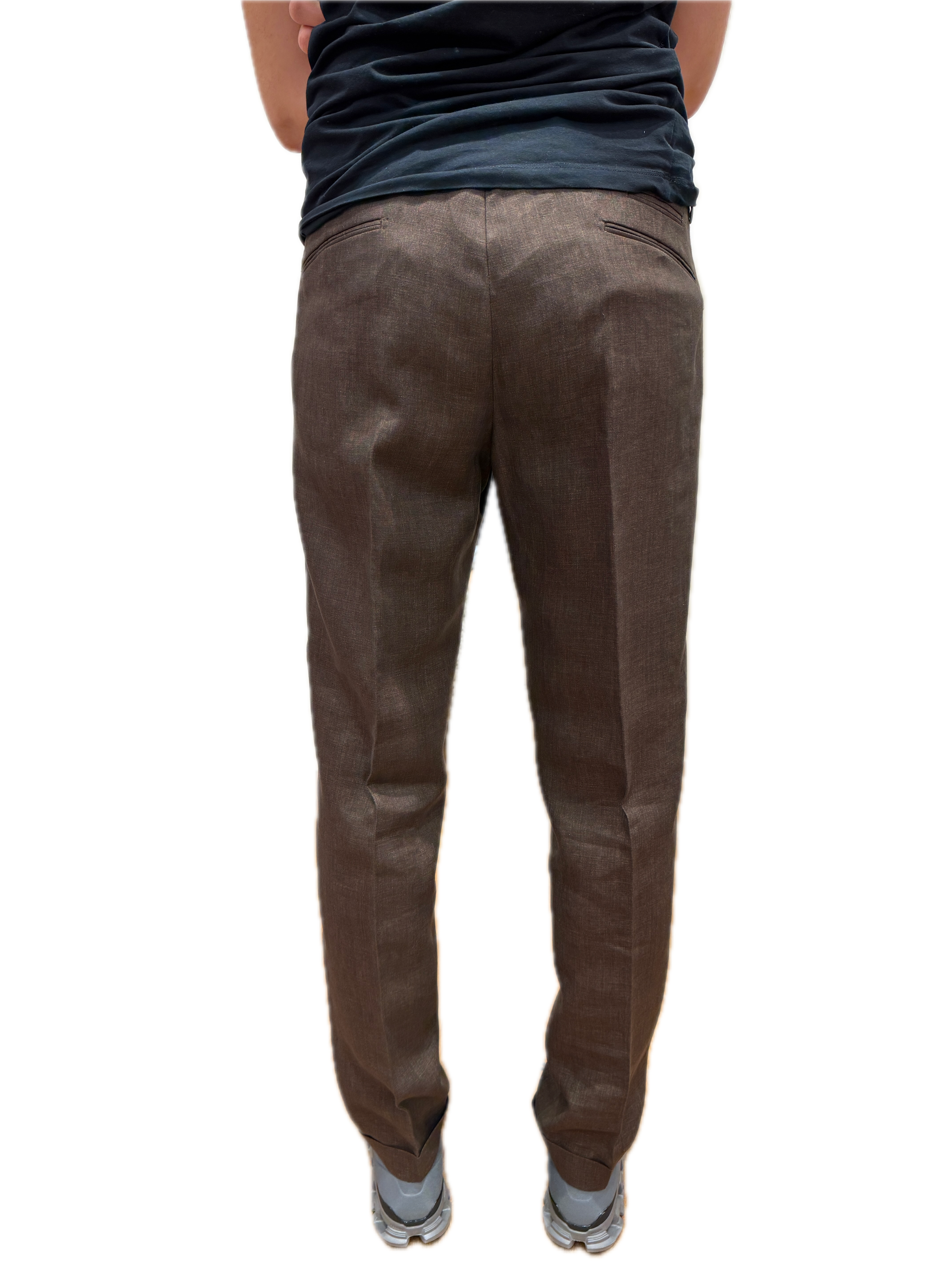 Pantalone Briglia in lino marrone