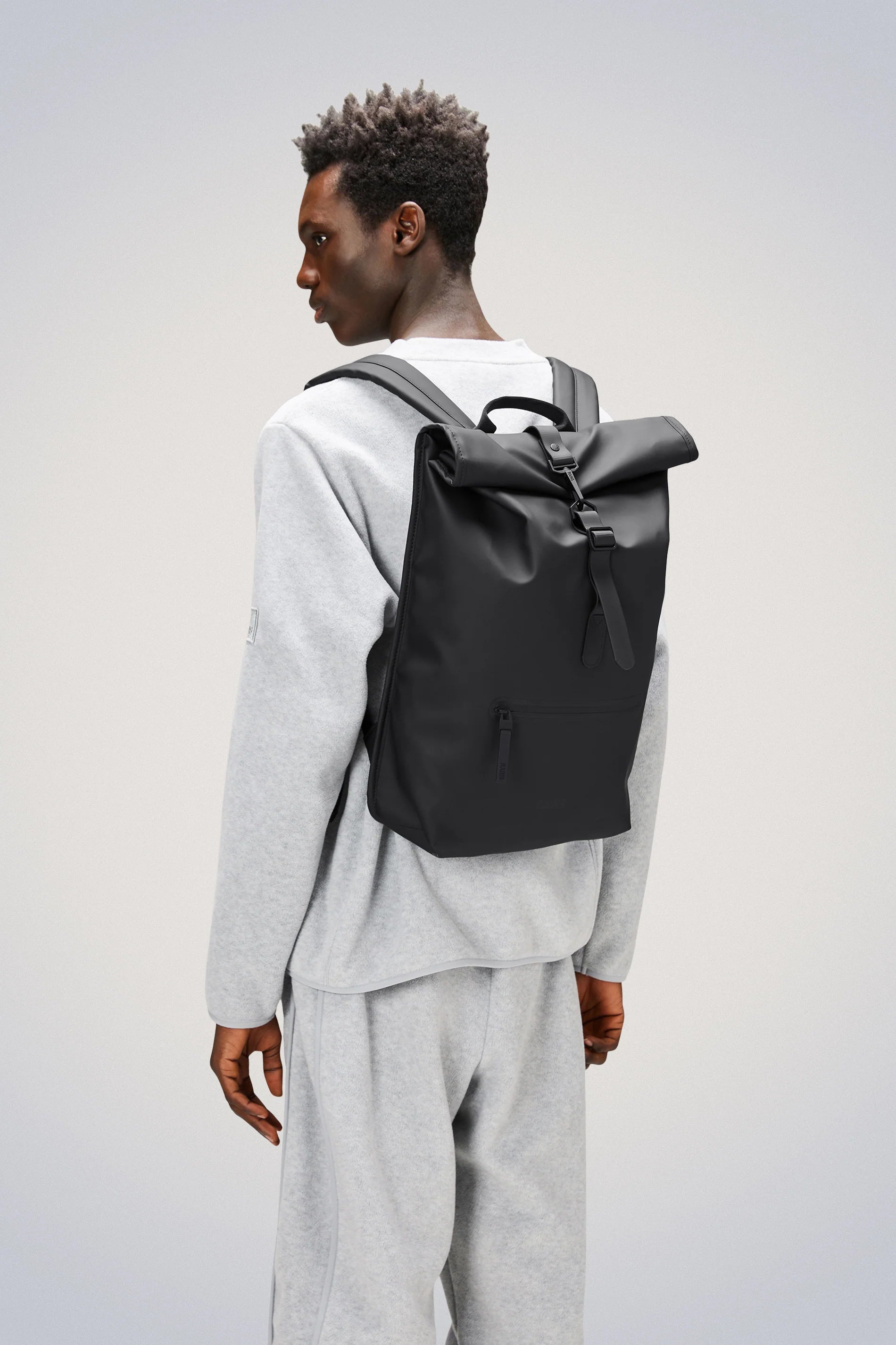 Zaino rolltop rucksack black Rains