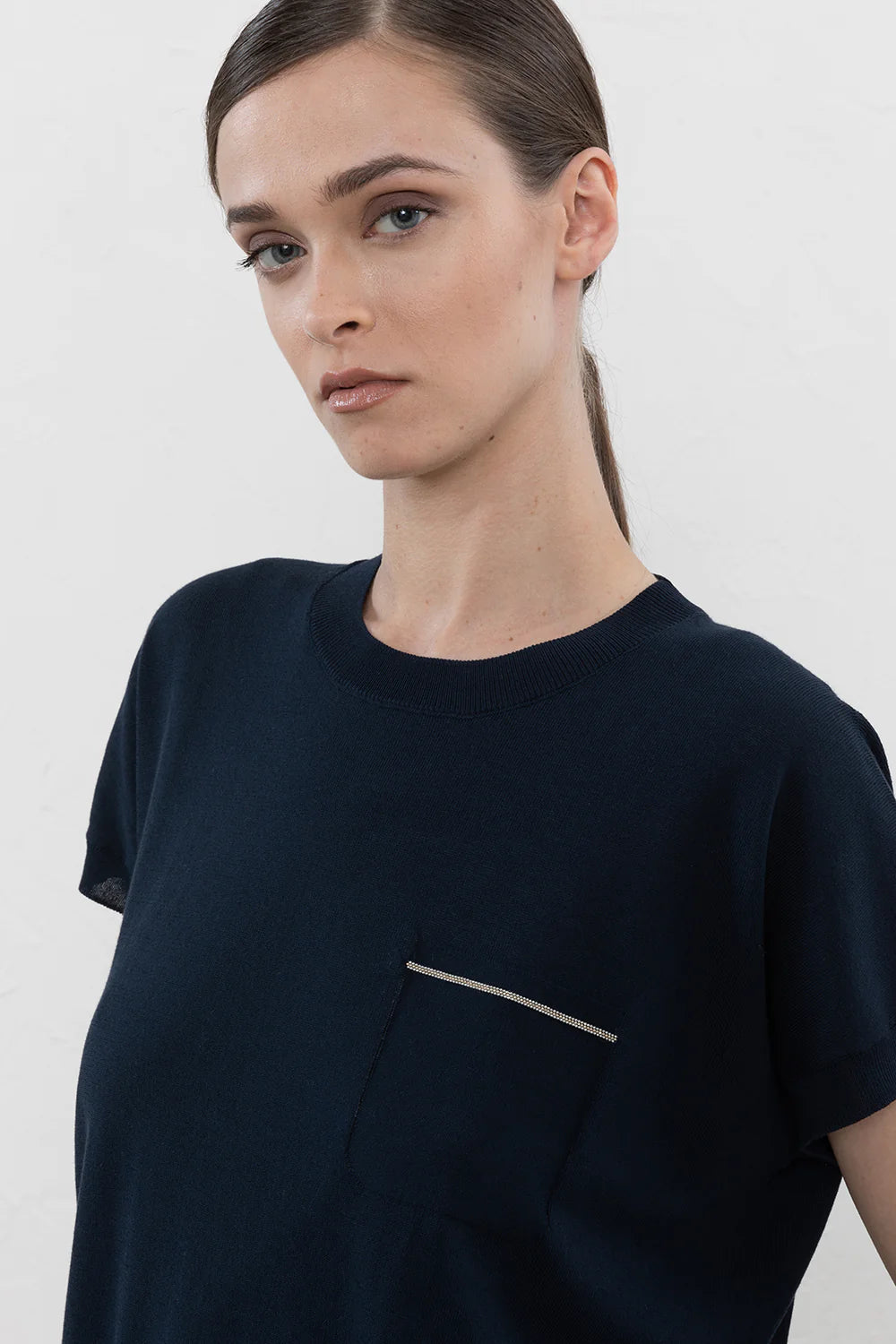 Maglia in filato puro cotone nero Peserico