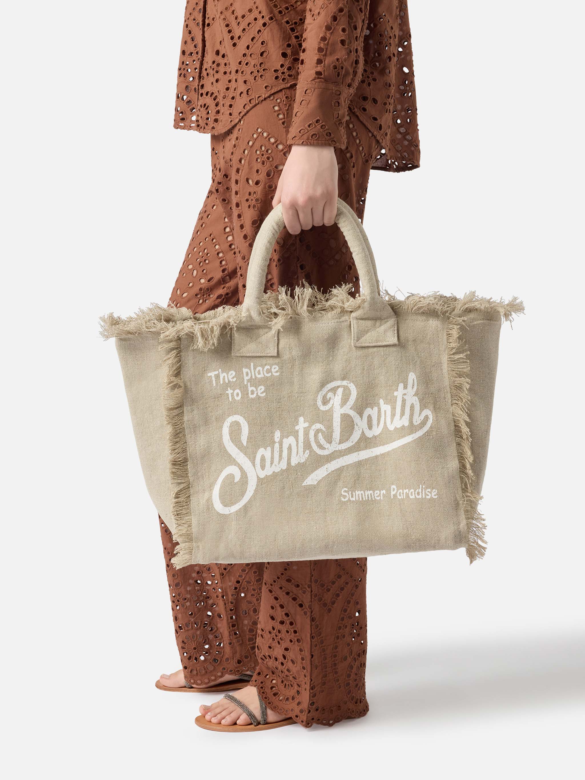 Borsa Vanity linen Saint Barth