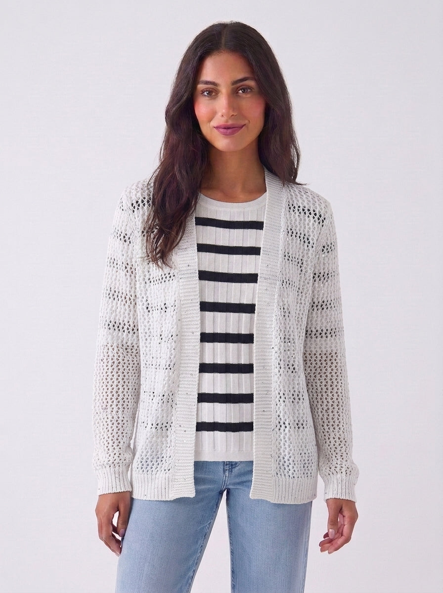 Cardigan traforato con micro paillettes Arovescio