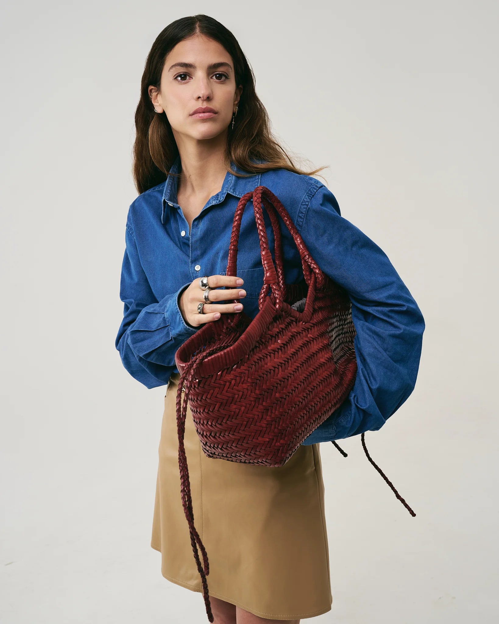 Borsa in pelle intrecciata Vipera