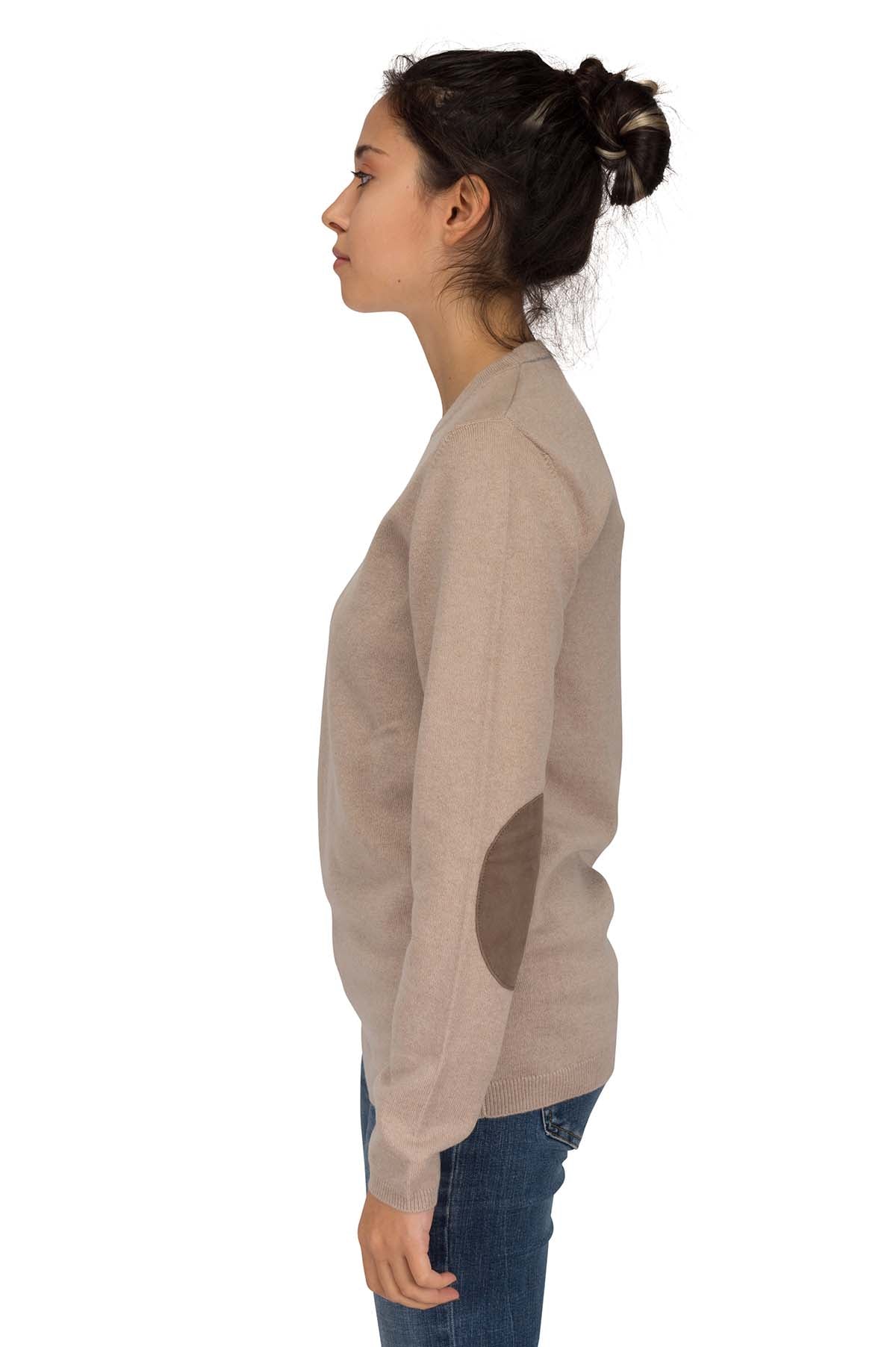 Maglia in cashmere con toppe in camoscio Brunello Cucinelli