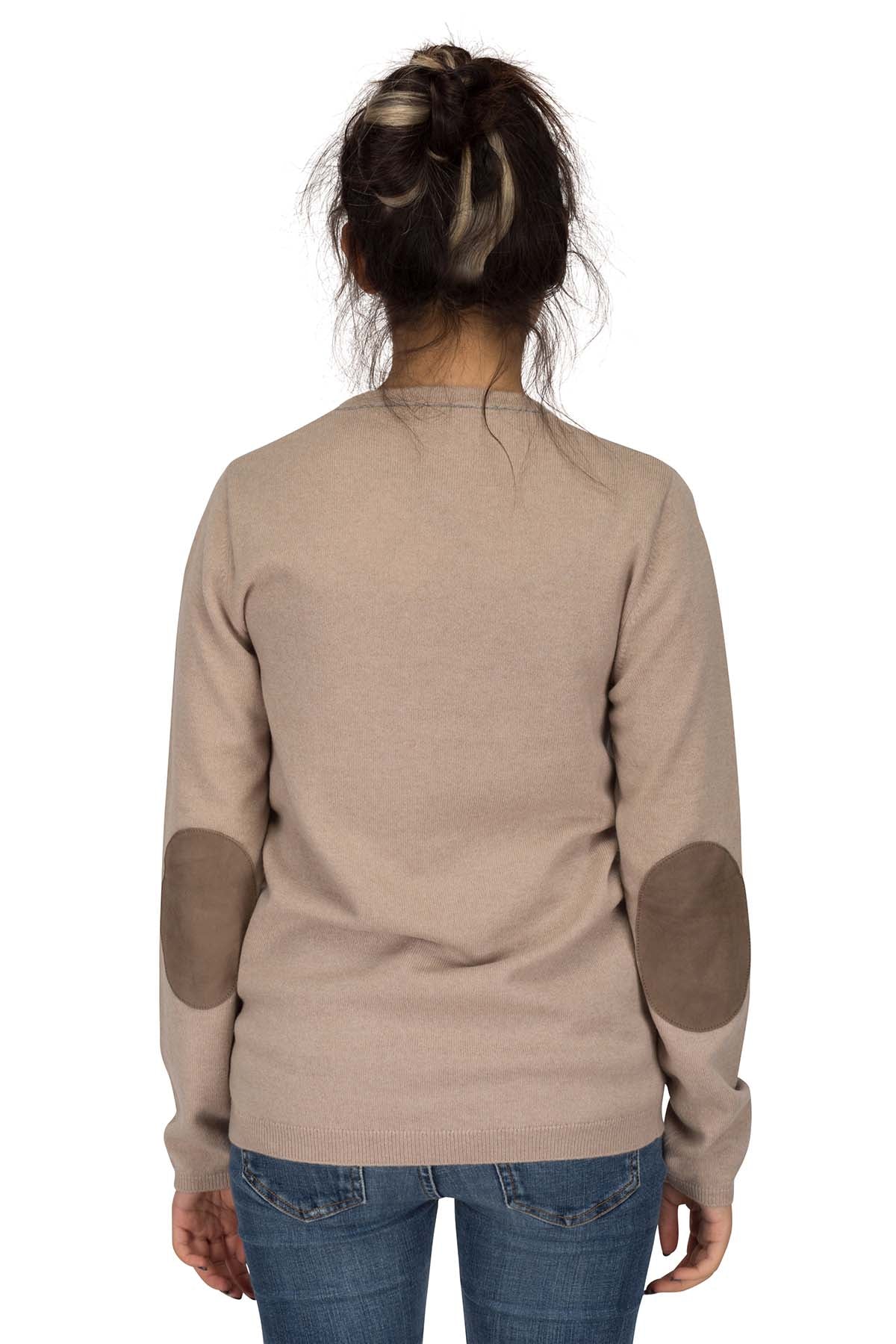 Maglia in cashmere con toppe in camoscio Brunello Cucinelli