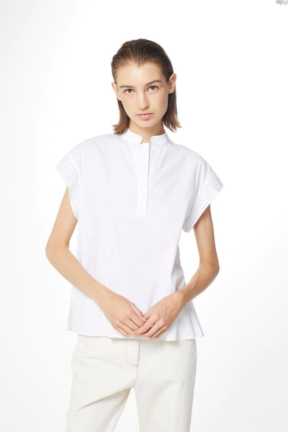 Camicia in popoline di cotone stretch Peserico