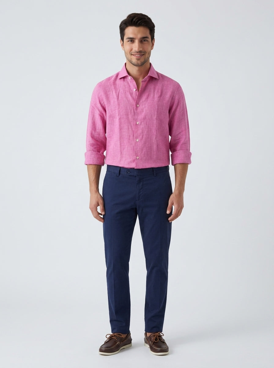 Camicia lino color fragola Borriello