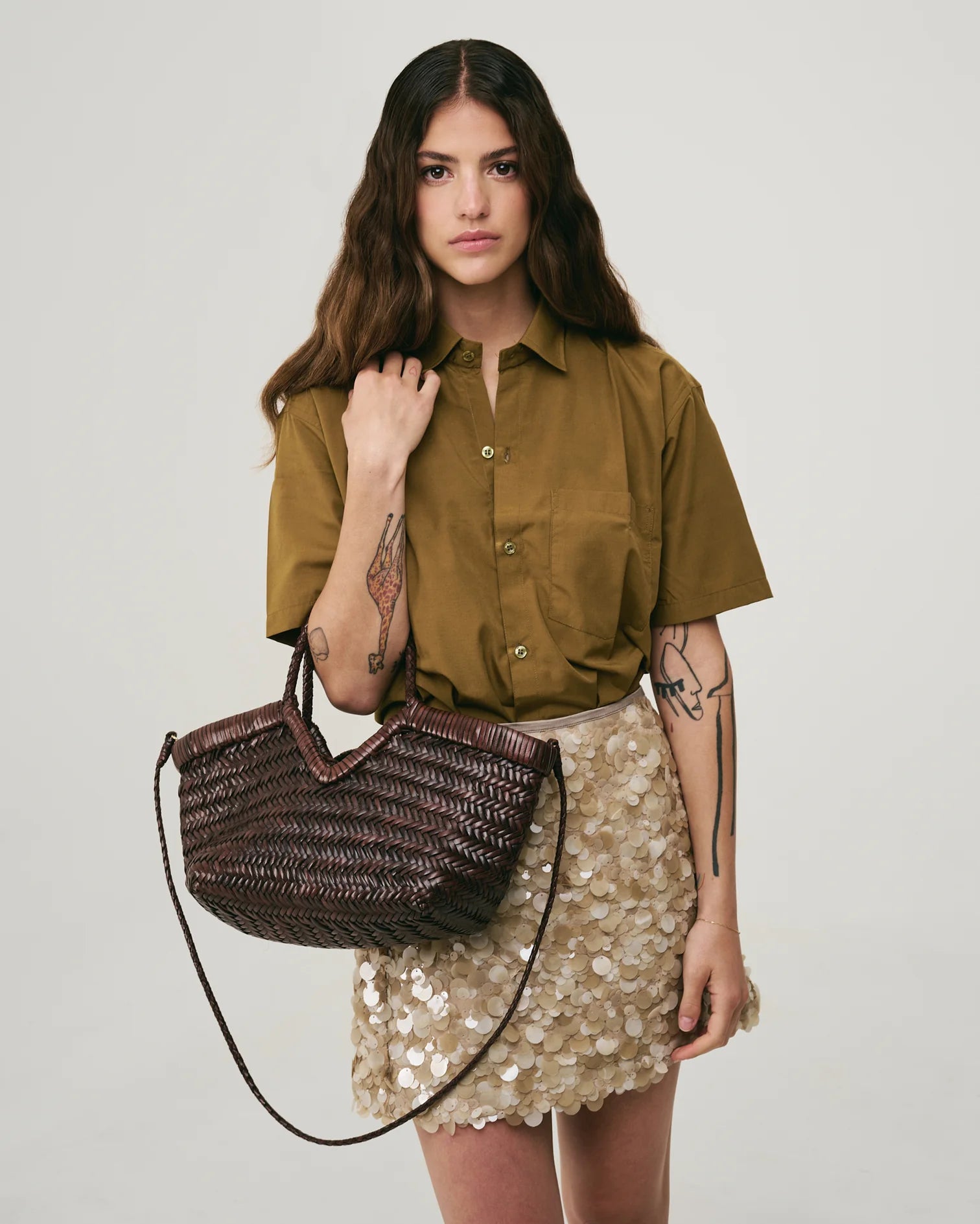 Borsa in pelle intrecciata Vipera